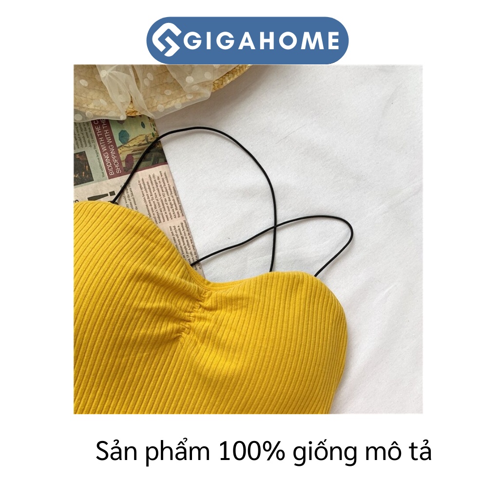 Áo Bra Nữ Gân Tâm 2 Dây Mảnh Đan Chéo Không Gọng GIGAHOME Có Mút Mỏng 8866