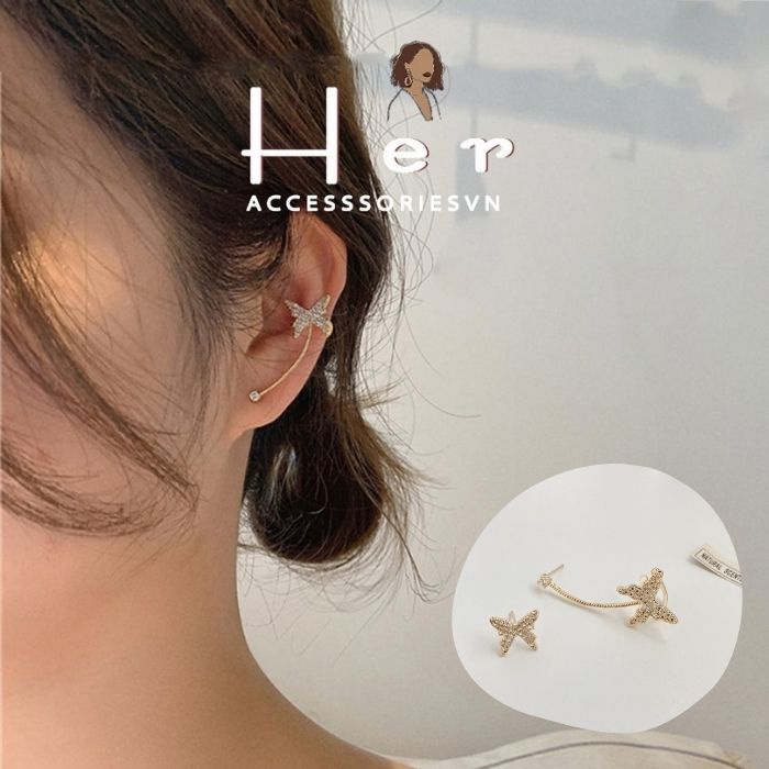 Bông tai nữ, Khuyên Vành hình bướm  Butterfly Độc Đáo, chân xỏ bạc 925  Her Accessories H144