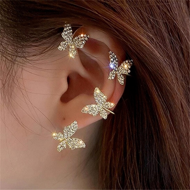 Bông Tai Dạng Móc Hình Bướm Đính Đá Zircon Lấp Lánh Thời Trang Dành Cho Nữ