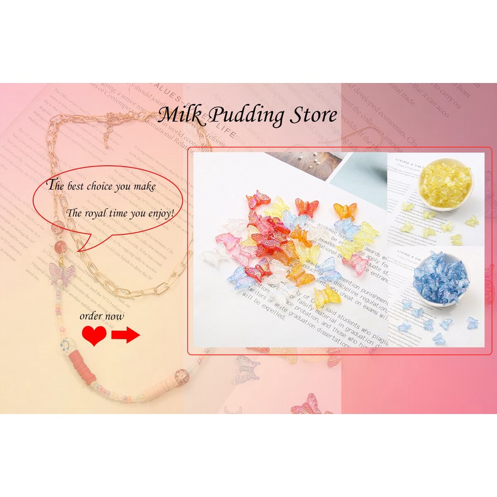 Bộ 20 hạt nhựa acrylic hình bướm nhiều màu 15x13mm dùng làm trang sức thủ công