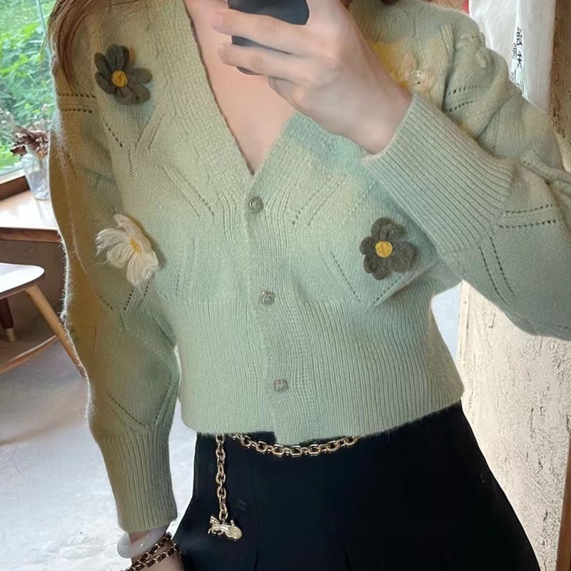 Áo Khoác cardigan Dệt Kim Cổ Chữ V Thời Trang Thu Đông Hàn Quốc Dành Cho Nữ