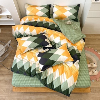 Bộ Chăn Drap Gối (Hình Thật) Chần Bông Xanh Xám Kim Cương Cotton M2*2M-M4*2M- M6*2M-M8*2M