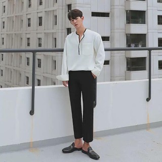 ÁO SƠ MI CỔ TRÒN CÓ VIỀN