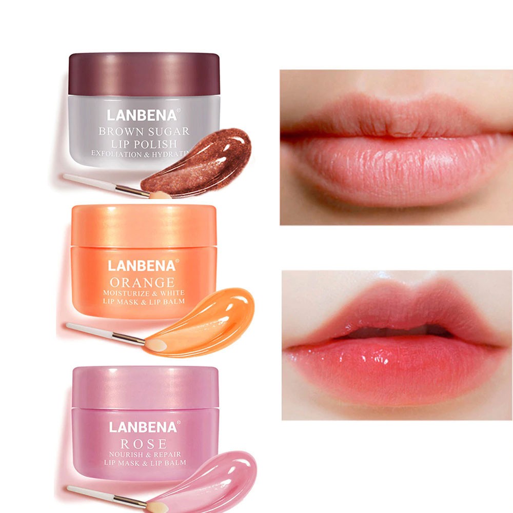 [Ship Toàn Quốc] LANBENA Mặt Nạ Môi Son Dưỡng Môi Đường Nâu/Cam/Hoa Hồng LIP MASK&amp;LIP BALA