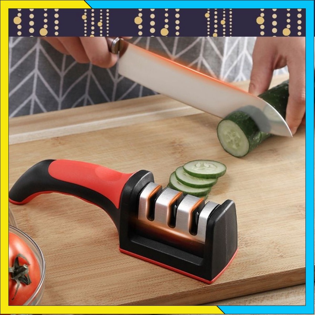 Dụng cụ mài dao kéo 3 khe (3 cấp độ) tay cầm tiện lợi mài dao sắc bén nhanh và hiệu quả - HÒA PHÁT