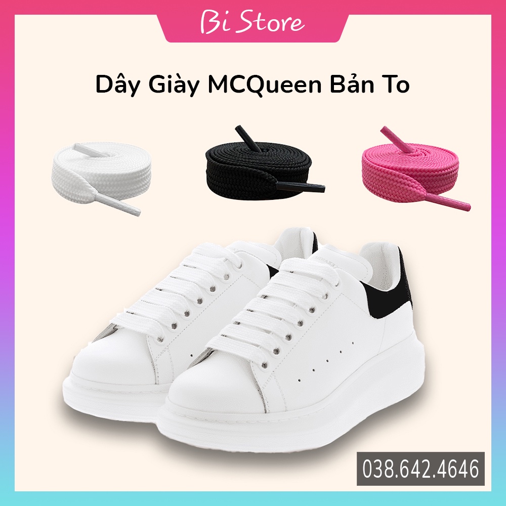 Dây giày MC Queen bản to đen trắng rộng 1,5cm dài 120cm