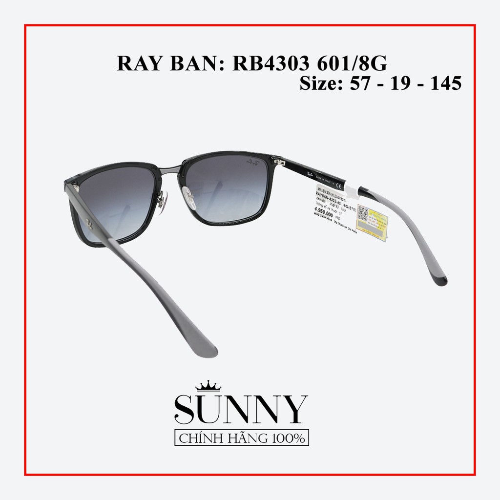 RB4303 601/8G - Kính mát nam nữ Rayban chính hãng , bảo hành toàn quốc, thiết kế dễ đeo bảo vệ mắt