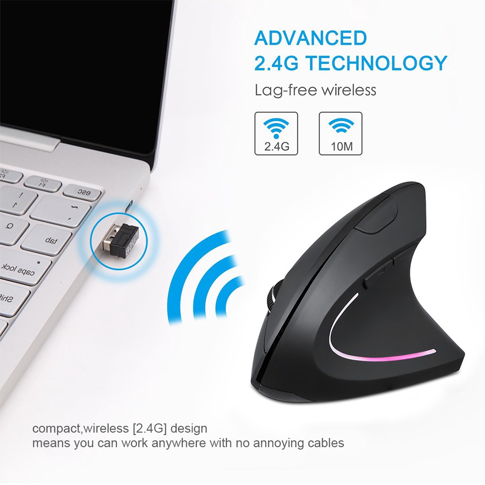 Chuột Quang Không Dây Dạng Đứng 800 / 1200 / 1600Dpi 5 Nút Cho laptop / Máy Tính Để Bàn