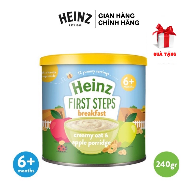 Bột Ăn Dặm Yến Mạch Táo HEINZ 240g (Date T9/2022) + Tặng 2 Hũ Táo Yến Mạch 170g (Date T7/2022)