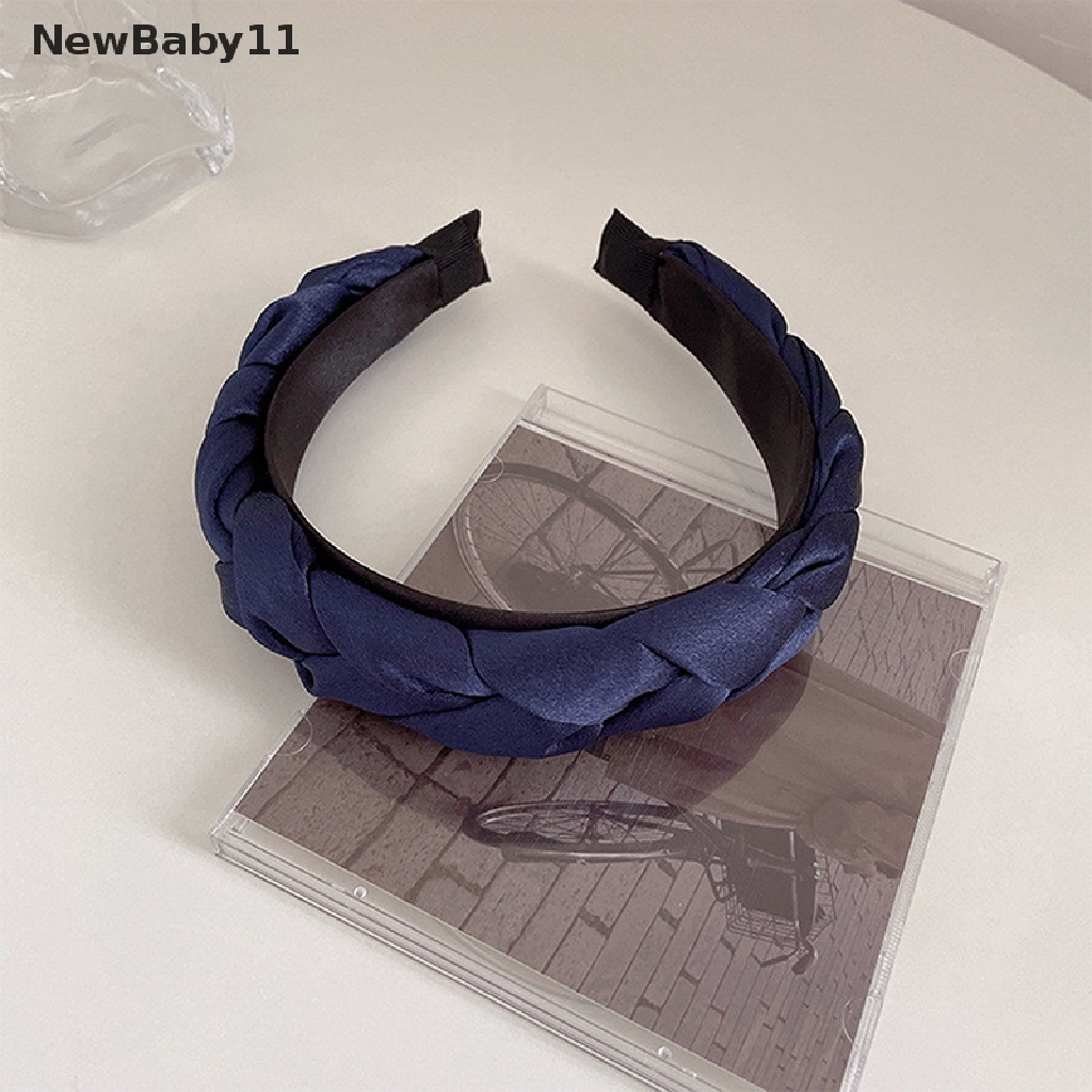 Băng Đô Bện Sợi Rộng Màu Trơn Thời Trang Cho Nữ