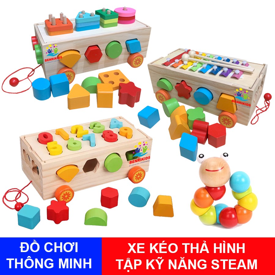 Xe kéo thả hình kết hợp số đếm - Đàn Xylophone - Thả hình khối ⚡HÀNG LOẠI 1⚡ Giúp Trẻ Rèn Luyện Sự Tập Trung, Khéo Léo