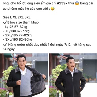 Áo khoác lót lông cho bố
