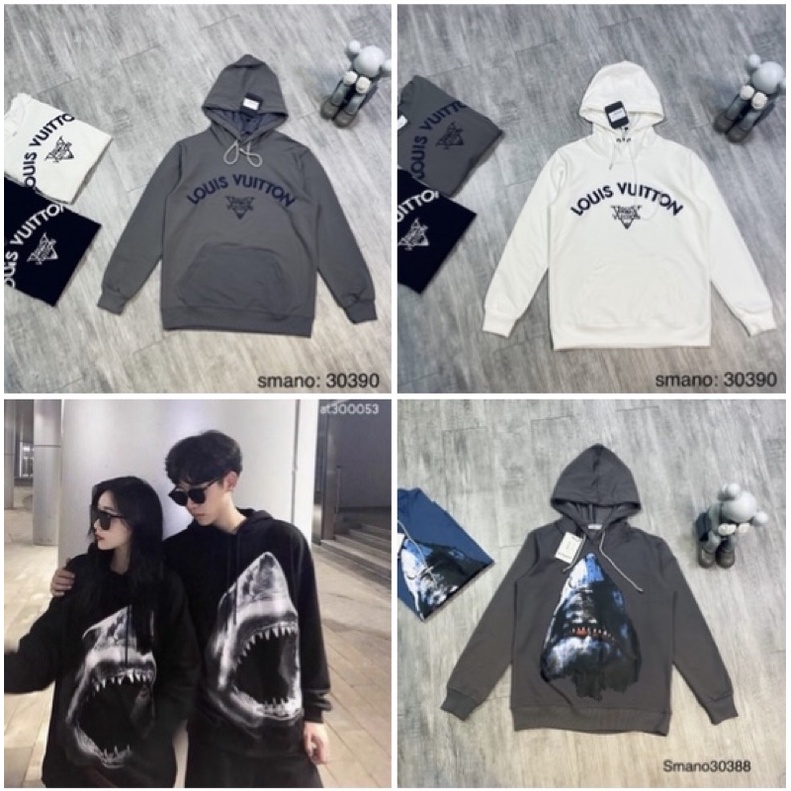 Áo nỉ dài tay hoodie LV có hoạ tiết thời trang giới trẻ,Áo thu đông có mũ phong cách hàn quốc btshop từ 45 đến 75 kg.
