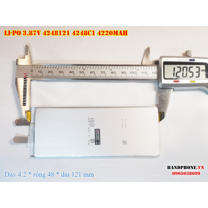 Pin Li-Po 3.87V 4220mAh 4248121 4248C1 (Lithium Polymer) cho Bàn Phím, Loa Bluetooth, Máy Tính Bảng, Tablet, Laptop