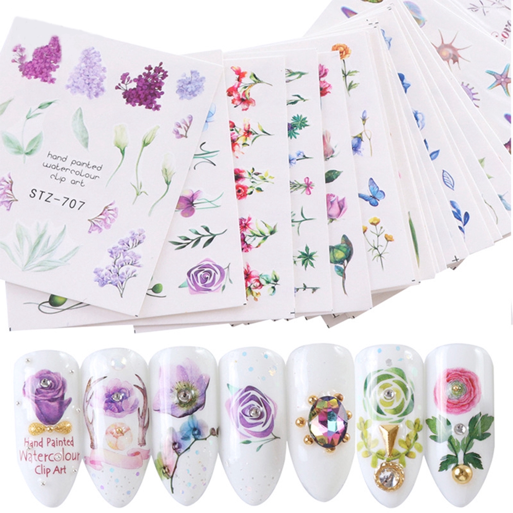 Set 24 miếng dán trang trí móng nghệ thuật chống thấm nước