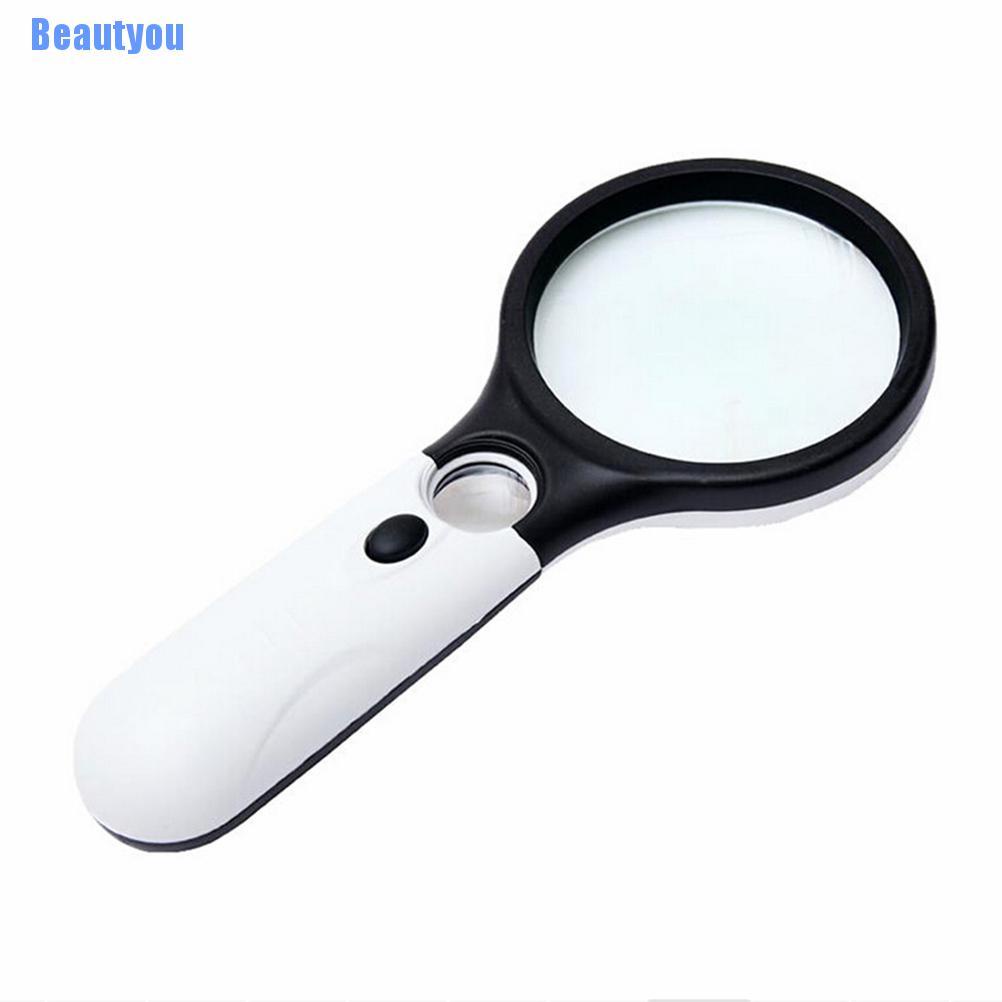 Beautyou: Handheld 45X Magnifying Reading Glass Lens Jewelry Loupe With 3 LED Light