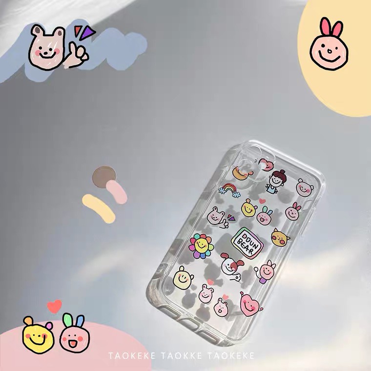 Ốp Onion gấu Ddun Bear silicon trong in hình cao cấp dành cho ip 11 12 Pro Max 7 8 Plus X XsMax XR