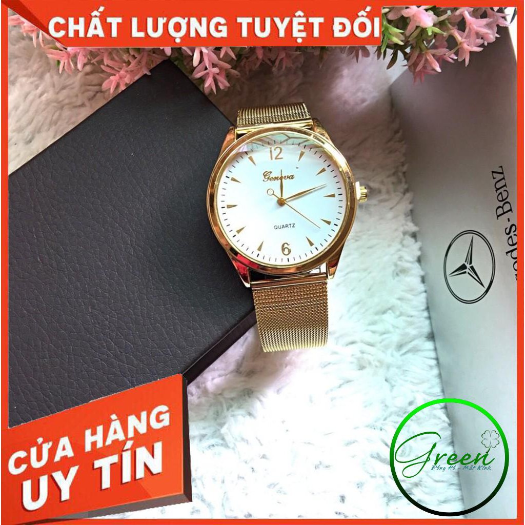 ĐỒNG HỒ NAM NỮ GENEVA DÂY LƯỚI MẠ VÀNG SANG TRỌNG AH564