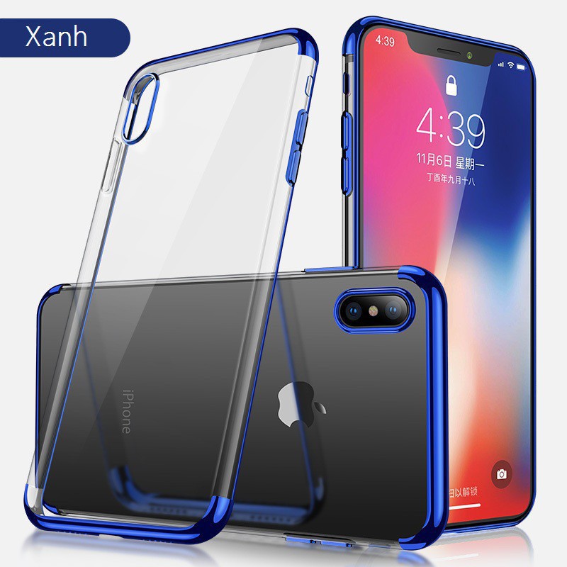 Ốp dẻo trong suốt viền màu các dòng IPhone X/XS | IPhone XS Max - Ốp lung kính dẻo trong Baseus Shining Case