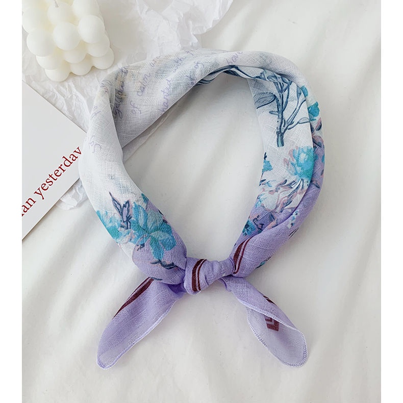 Khăn Quàng Cổ Hình Vuông Cỡ Nhỏ Chất Liệu Cotton Lanh Mỏng Phong Cách Nhật Bản Kích Thước 58x58 Cho Nữ