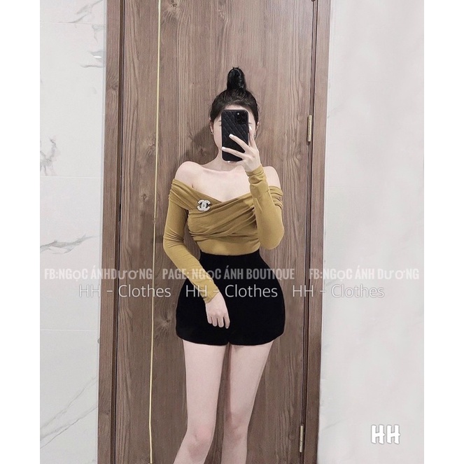 Áo trễ vai  chéo dài tay