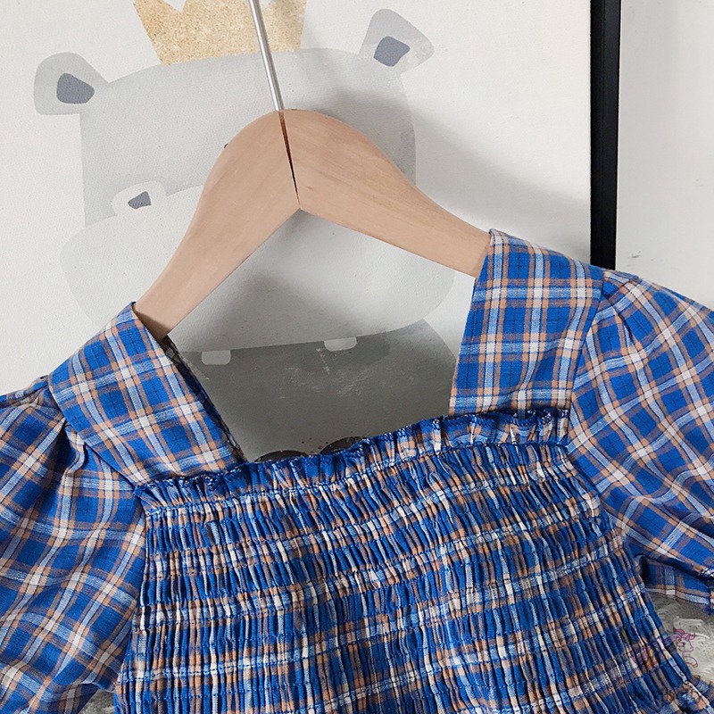 Set Đồ 2 Món Gồm Áo Tay Ngắn Kẻ Sọc Caro + Quần Ngắn Thời Trang Mùa Hè Hàn Quốc Cho Bé Gái