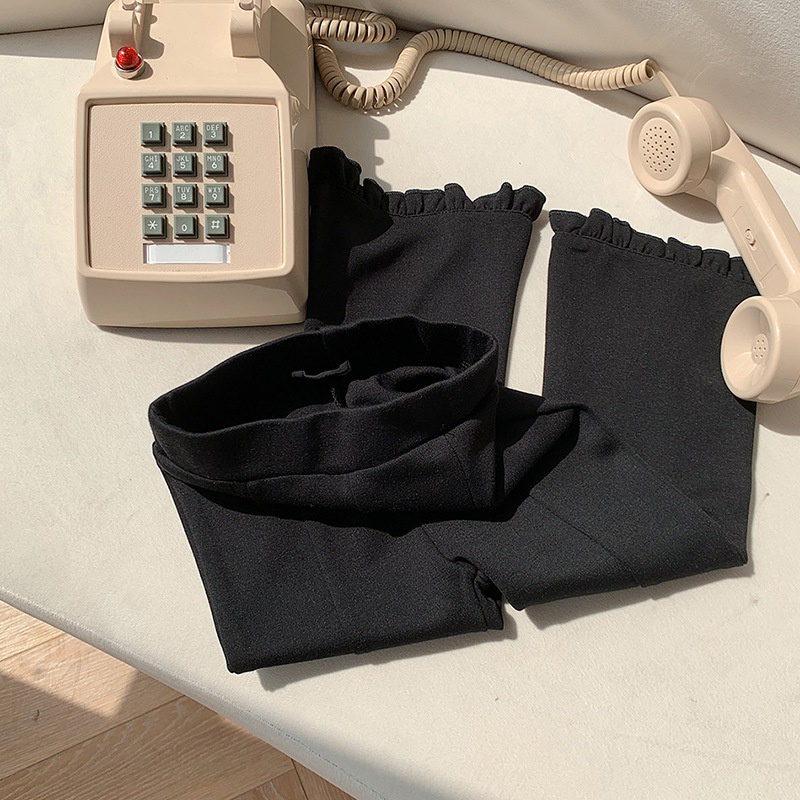 Quần Dài Màu Đen Dáng Rộng Phong Cách Phương Tây Dễ Thương Cho Bé Gái