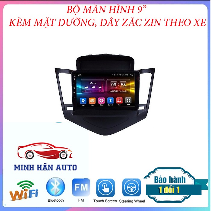 Bộ màn hình Android 9 inch cho xe CHEVROLET CRUZE, màn cảm ứng kết nối wifi, tích hợp camera