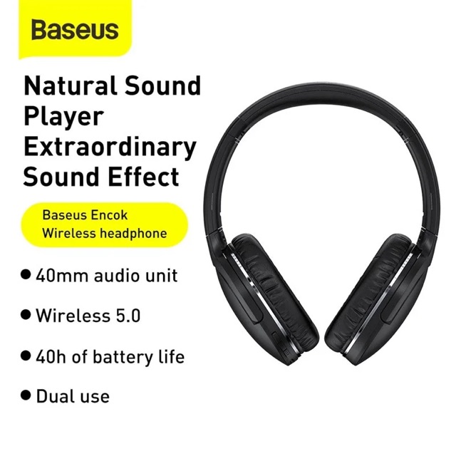 [Mã 159ELSALE hoàn 7% đơn 300K] Tai nghe chụp tai không dây cao cấp Baseus Encok D02 Pro