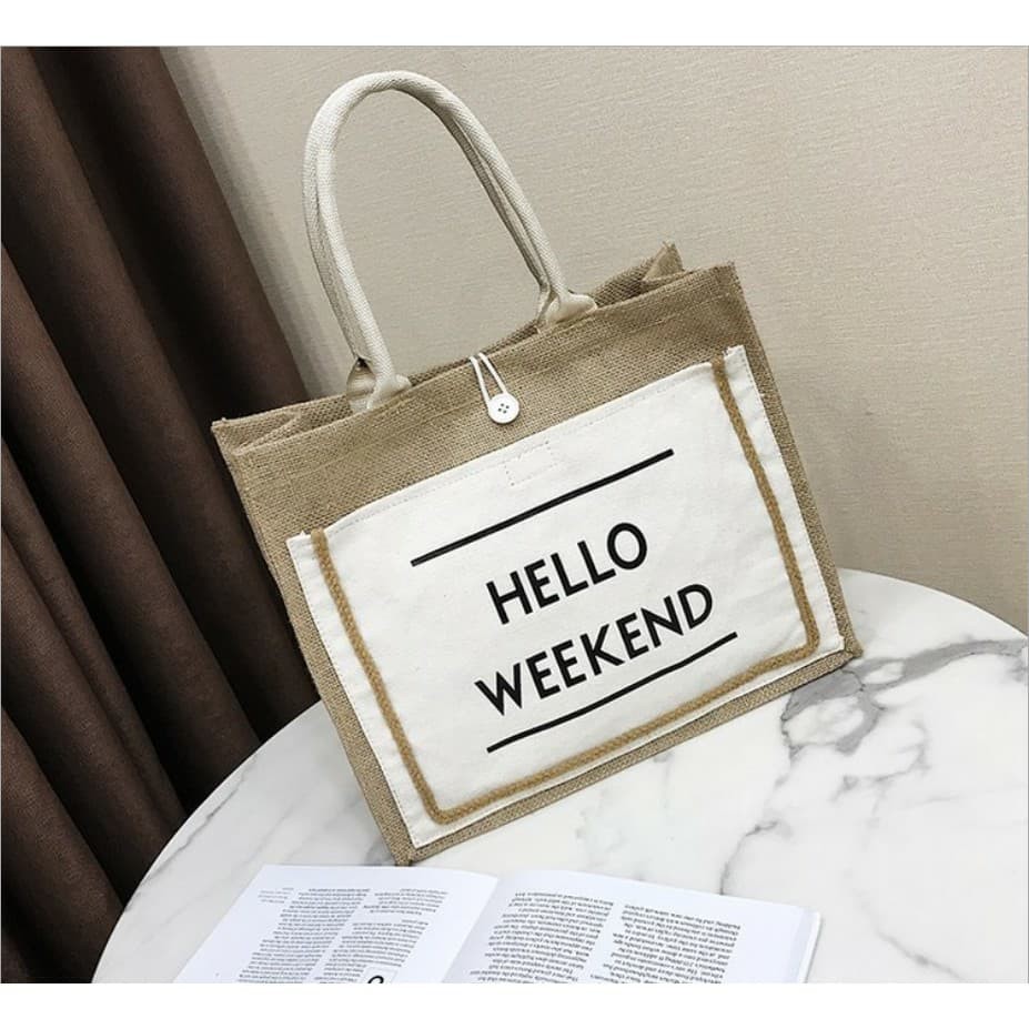 Túi cói xách tay HELLO WEEKEND