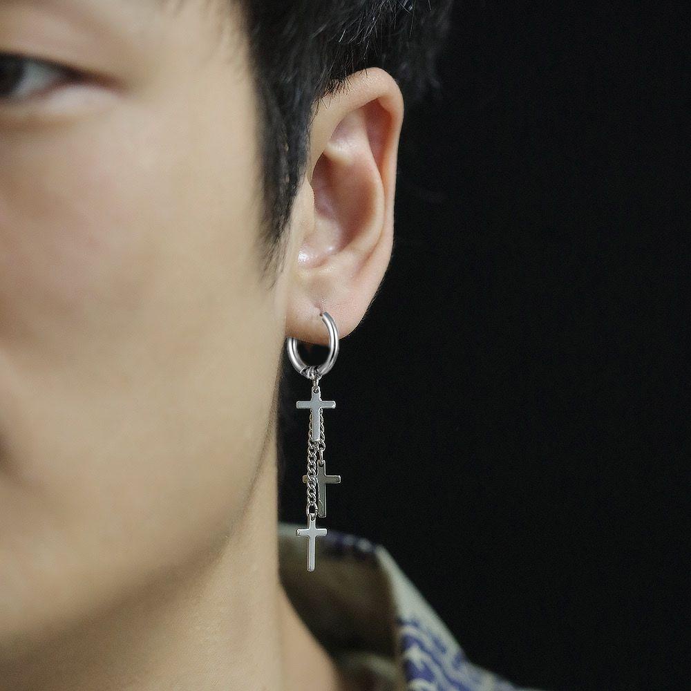 Bông Tai Tròn Bằng Thép Titanium Hình Ngôi Sao Tua Rua Phong Cách Hip Hop Punk Hàn Quốc VANES1 Dành Cho