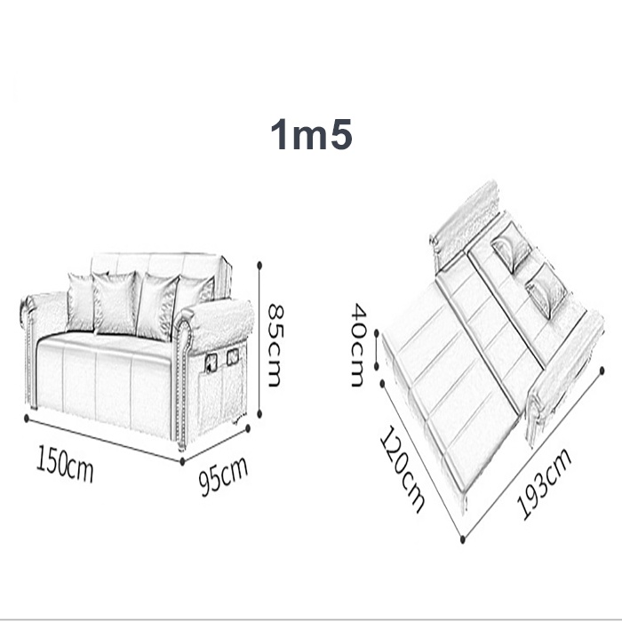 XẢ - Ghế Sofa giường gấp gọn ĐỆM BỌT BIỂN da Pu rộng 1m3, GIƯỜNG SOFA DA