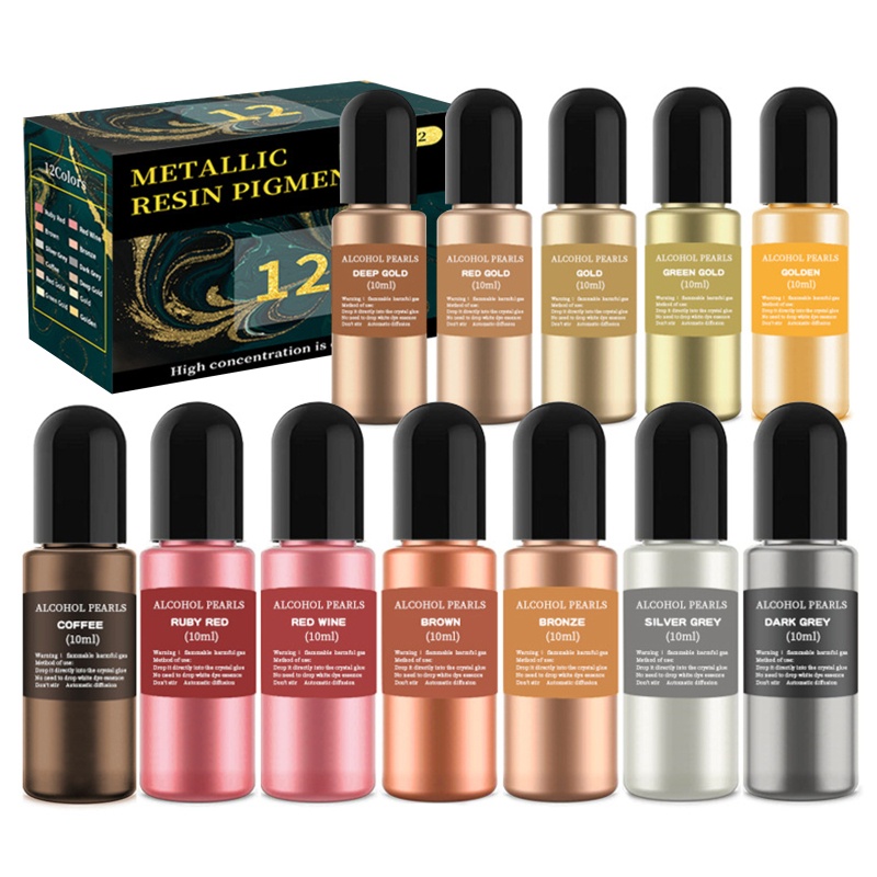 Set 12 Lọ Mực Cồn Ánh Kim Đậm Đặc Màu Sắc