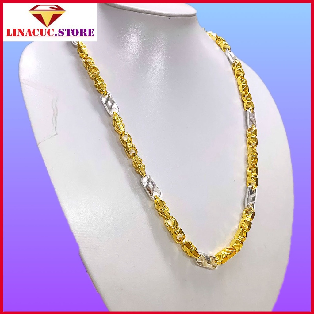 Dây chuyền nam trang sức vòng cổ 2 màu titan mạ vàng 18k. Đẳng cấp - sang trọng. phù hợp đi dự tiệc và đi dạo phố
