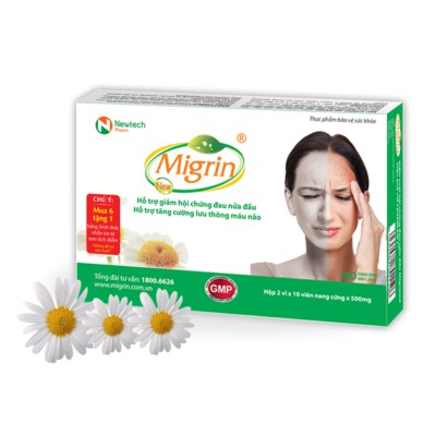 Migrin New -Hỗ trợ giảm chứng đau nửa đầu, đau đầu mạn tính. Giảm cường độ đau, tăng tuần hoàn máu lên não