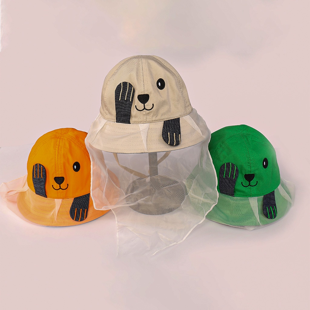 Nón kèm khăn voan chó con cho bé 6 Tháng - 24 tháng