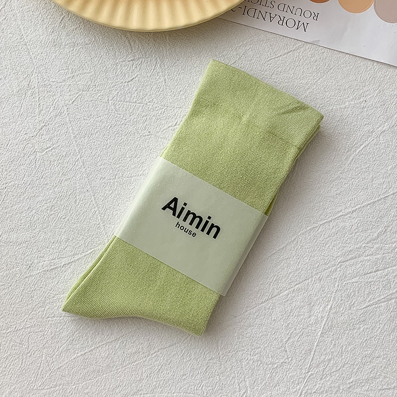 Vớ Cotton Cổ Cao Màu Sắc Kẹo Ngọt Phong Cách Hàn Quốc Nhật Bản Thời Trang Cho Nữ