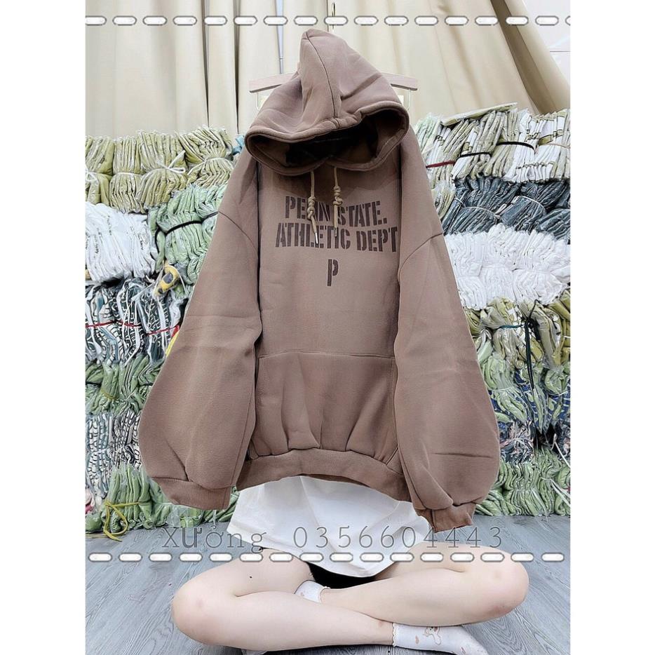 Hoodie Mũ Rộng Nam Nữ In CHữ Ngực Oversize Tay Bồng Dáng Rộng Chất Nỉ Sweater
