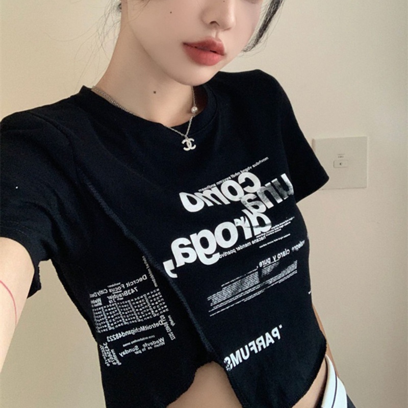 Áo thun IELGY tay ngắn in họa tiết phong cách cổ điển dành cho nữ