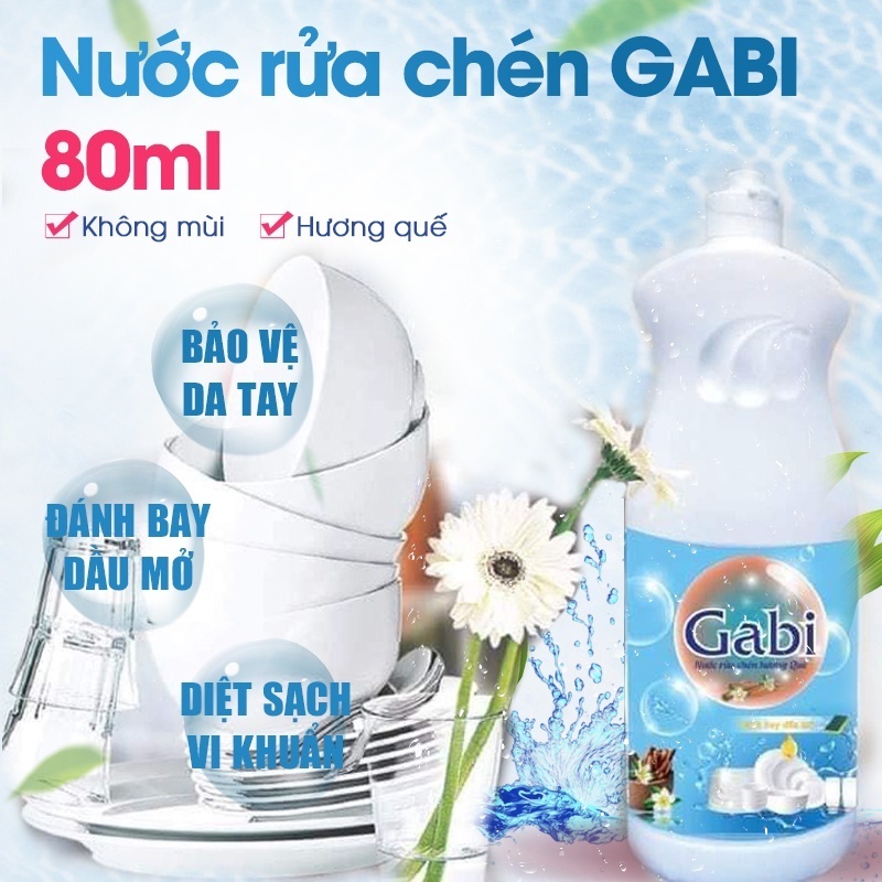 Nước rửa chén bát sinh học Gabi hương quế nước rửa chén Thái Lan an toàn da nhạy cảm 800ml