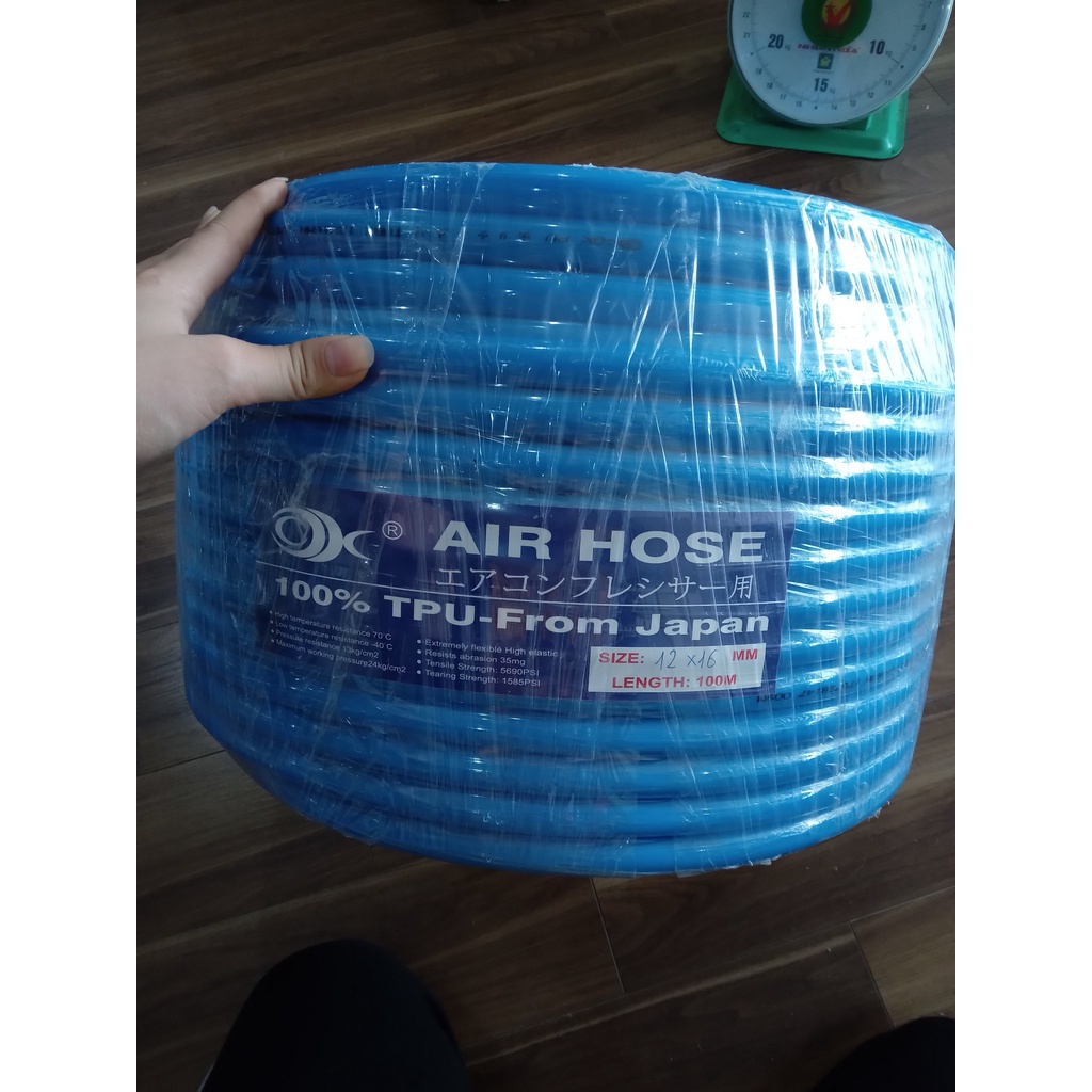 Ống dây khí phi 16 hàng liên doanh Việt Nhật sẵn trắng trong và xanh dương hàng chuẩn 100m