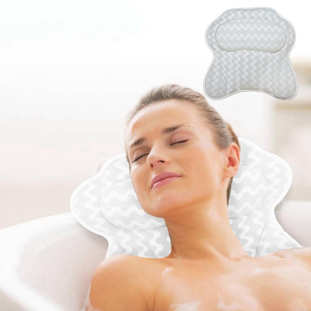 Gối Tựa Đầu Và Cổ Dạng Lưới 3D Thoáng Khí Có Giác Hút Cho Bồn Tắm / Spa