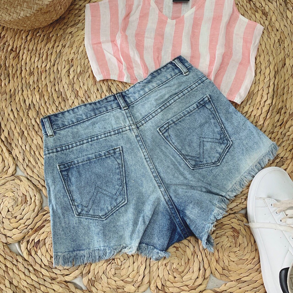 QJ378 - Quần Short Jeans Rách Lai