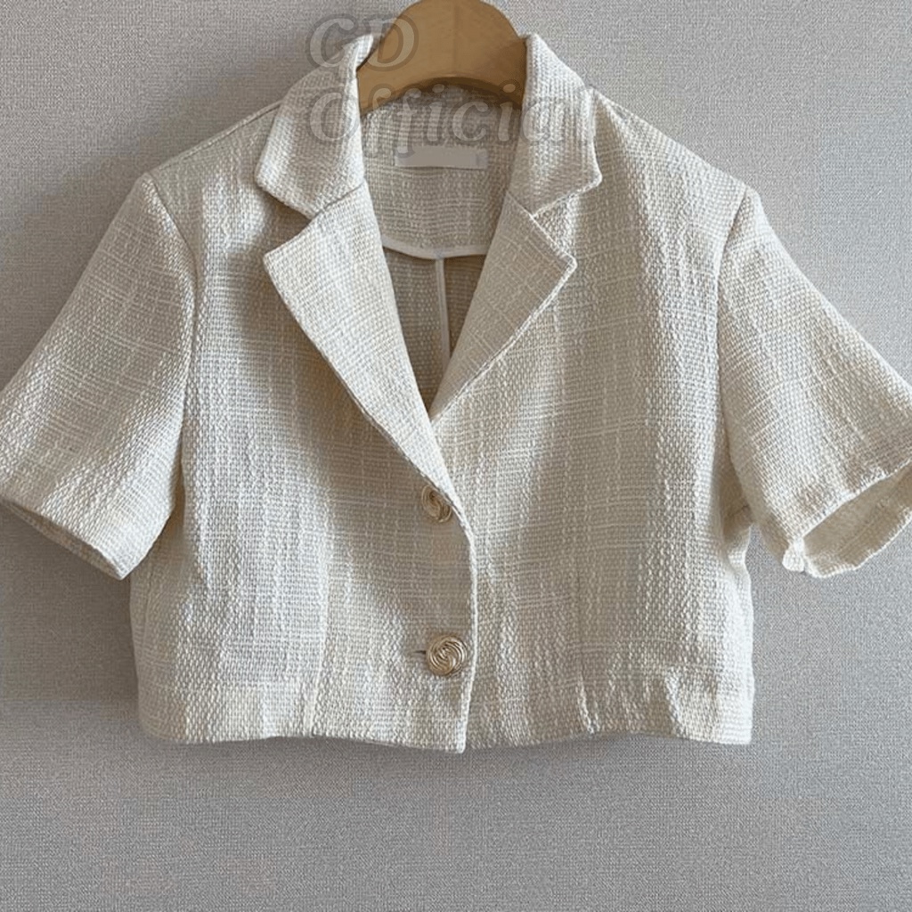 B13|Set bộ nữ áo vest ngắn tay chất đũi dáng croptop, váy  bút chì gd_order