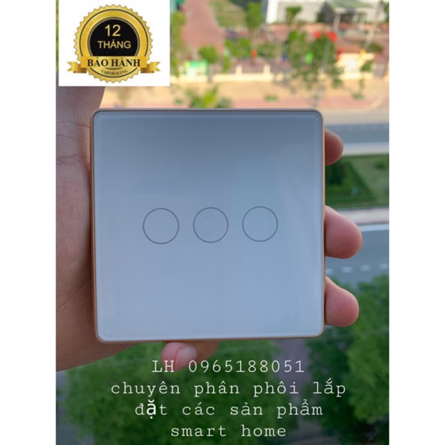 Công Tắc Cảm Ứng TUYA ZIGBEE 1.2.3.4 Nút VUÔNG Viền Vàng CAO CẤP TUYA