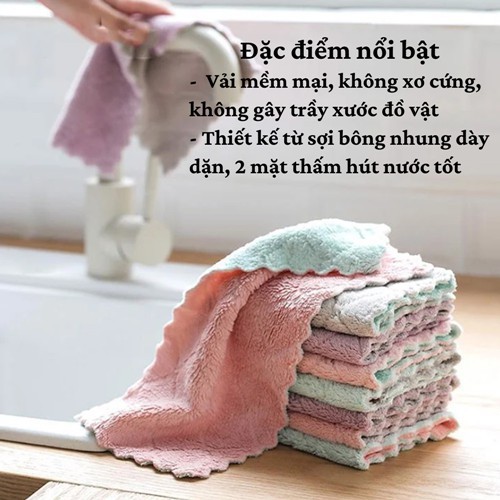 [SIÊU RẺ] Khăn lau bếp SALE Khăn lau đa năng 2 mặt lau tay vải bông mềm mại thấm hút tốt dễ giặt dùng nhiều lần