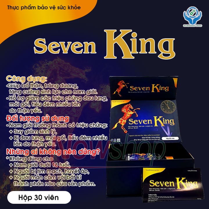 Viên uống tăng cường sinh lý nam Seven King hỗ trợ bổ thận tráng dương tăng cường sinh lực giảm đau lưng mỏi gối