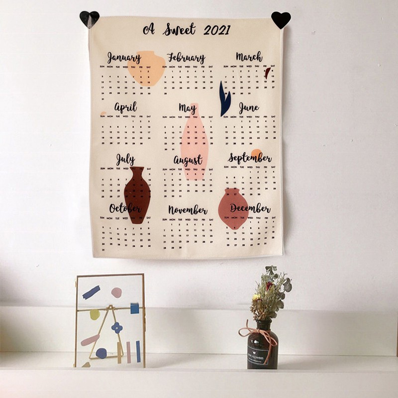 Tranh vải treo tường hoạ tiết lịch 2021 phối hình chú chó Snoopy đáng yêu trang trí không gian | BigBuy360 - bigbuy360.vn