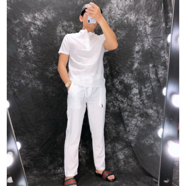 Đồ bộ nam mùa hè❤️SALE❤️Đồ bộ đũi nam cao cấp set quần áo cộc 3 cúc ,chất liệu vải co giãn thoáng mát dễ chịu không nhăn