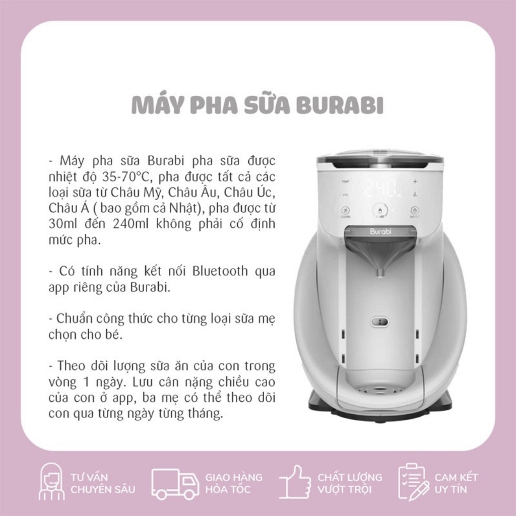 Máy pha sữa cho bé Burabi plus - Bảo hành chính hãng 1 năm hỗ trợ kỹ thuật trọn đời